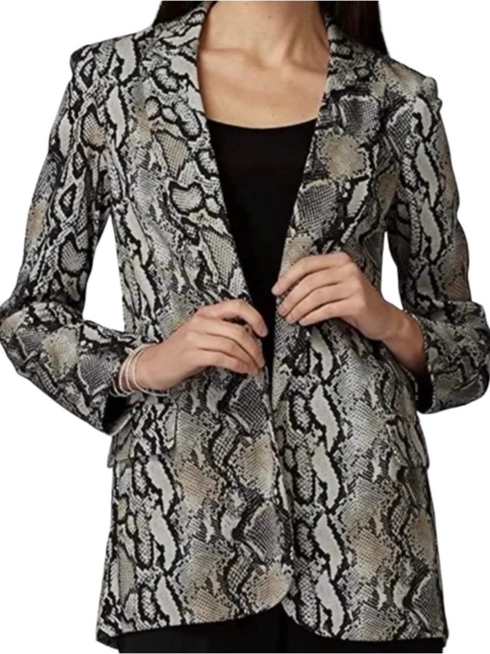 Joseph Ribkoff Snake Print Open Front Blazer Jacket Size Size 10